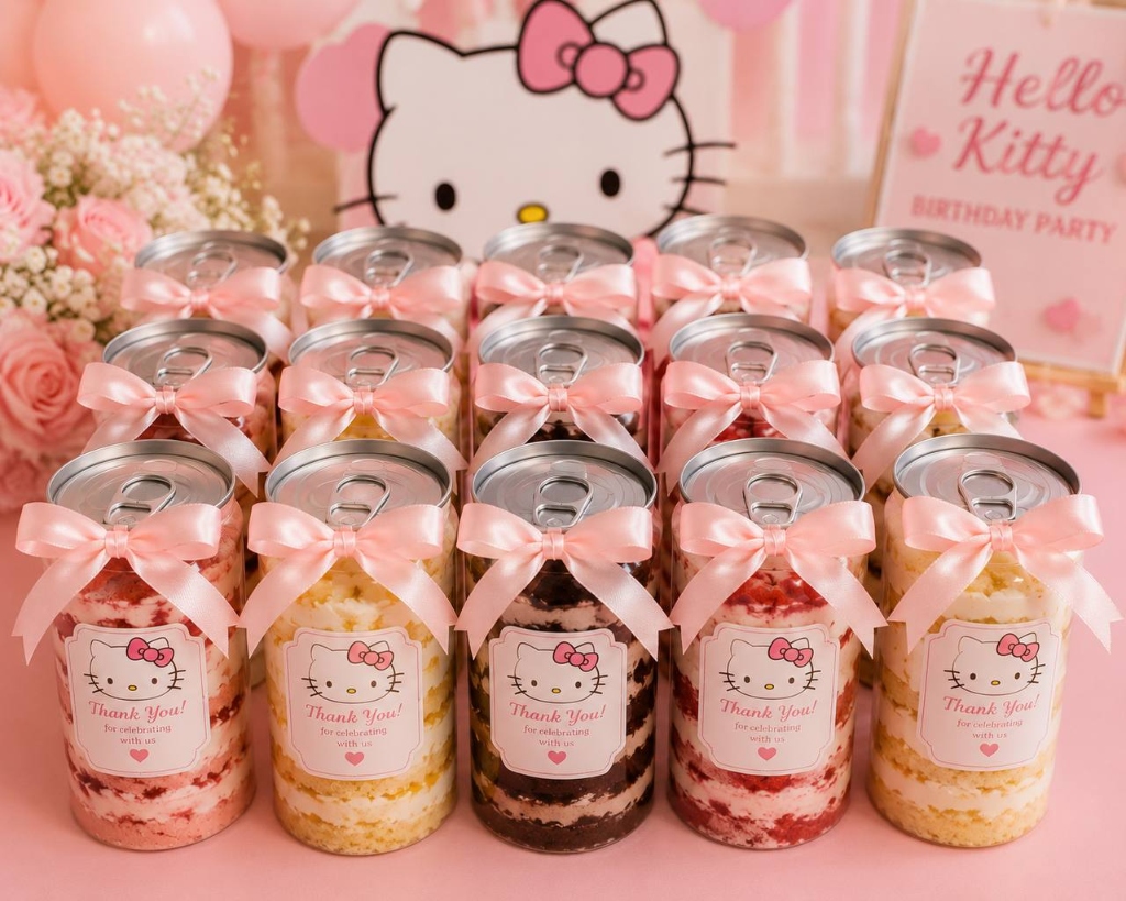 Hello Kitty birthday party themed cans